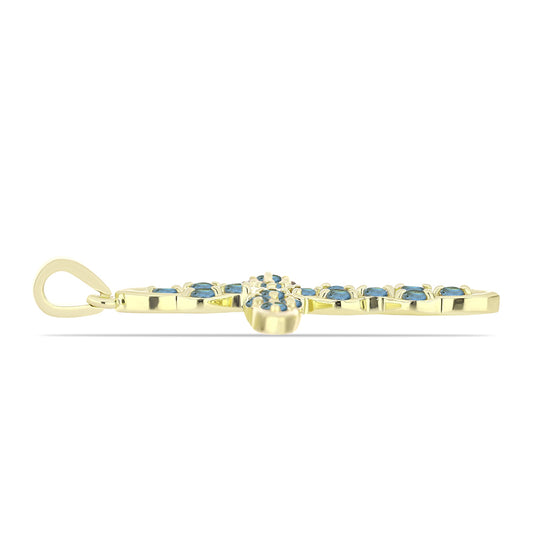 Cruce Pandantiv din Argint 925 Placat cu Aur ( 3.24 grame ) cu Labradorit 0.64 Carate