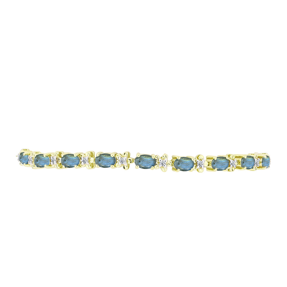 Brățară din Argint 925 Placat cu Aur ( 7.12 grame ) cu Labradorit și Topaz Alb 4.05 Carate