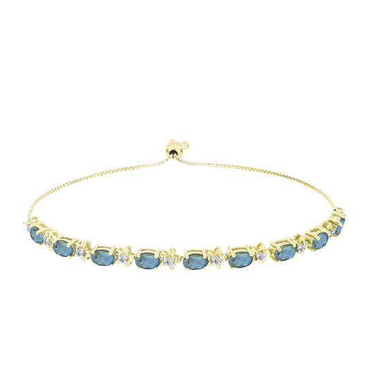 Brățară din Argint 925 Placat cu Aur ( 7.12 grame ) cu Labradorit și Topaz Alb 4.05 Carate