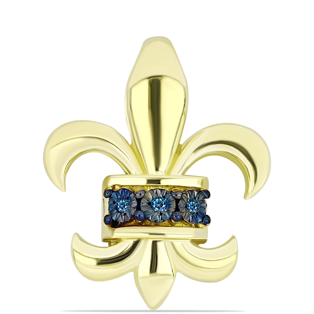 Pandantiv din Argint 925 Placat cu Aur ( 2.58 grame ) cu Diamant Albastru 0.02 Carate