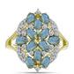 Inel din Argint 925 Placat cu Aur ( 4.31 grame ) cu Labradorit și Topaz Alb 2.96 Carate