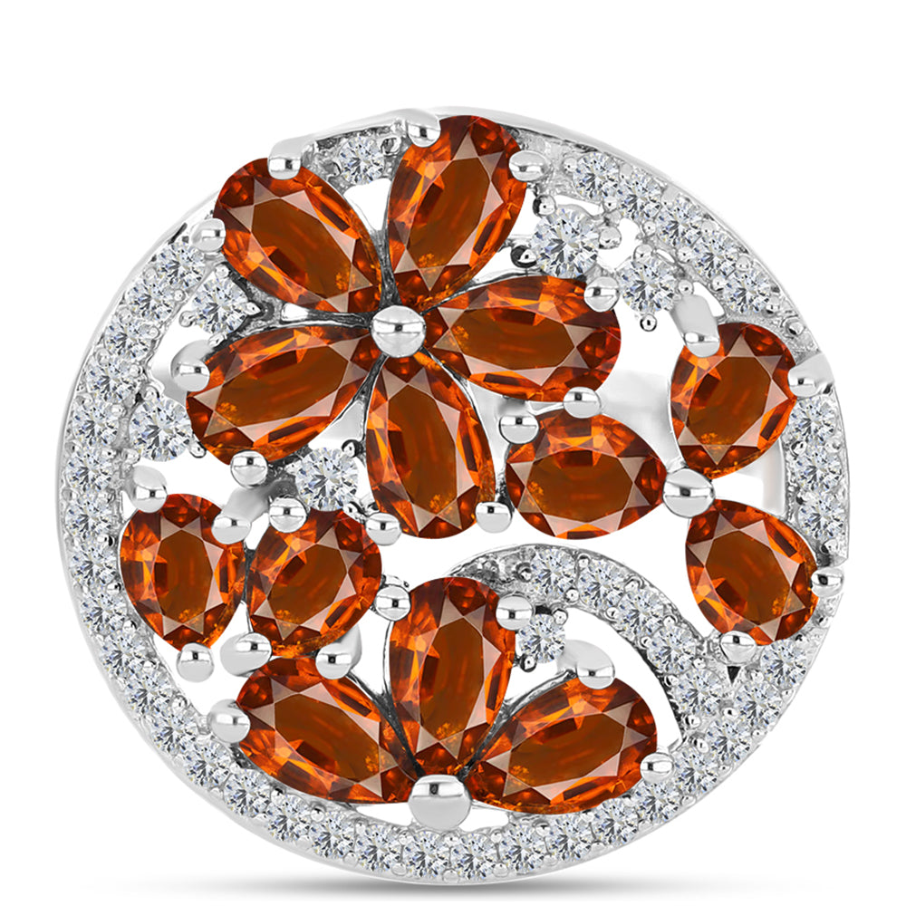 Inel din Argint 925 ( 4.17 grame ) cu Citrin Madeira și Topaz Alb 2.66 Carate 1 