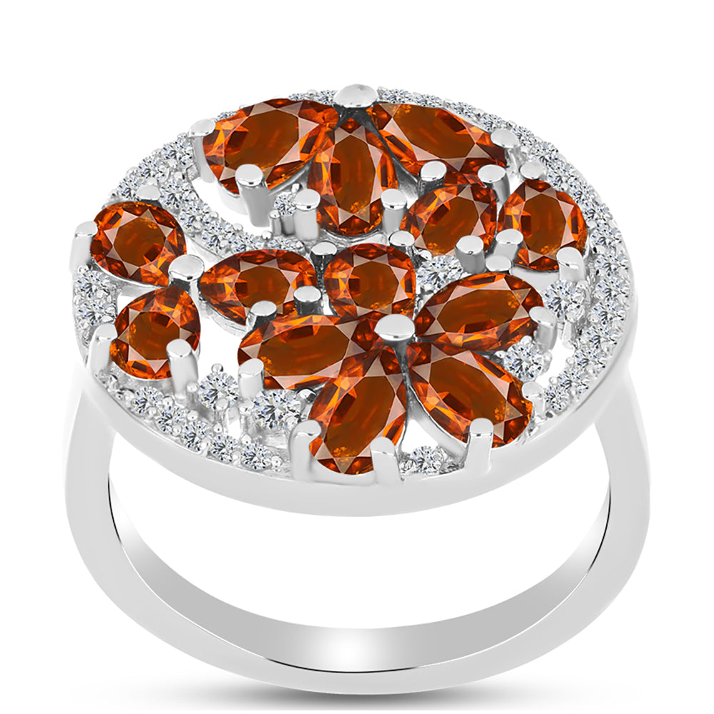 Inel din Argint 925 ( 4.17 grame ) cu Citrin Madeira și Topaz Alb 2.66 Carate