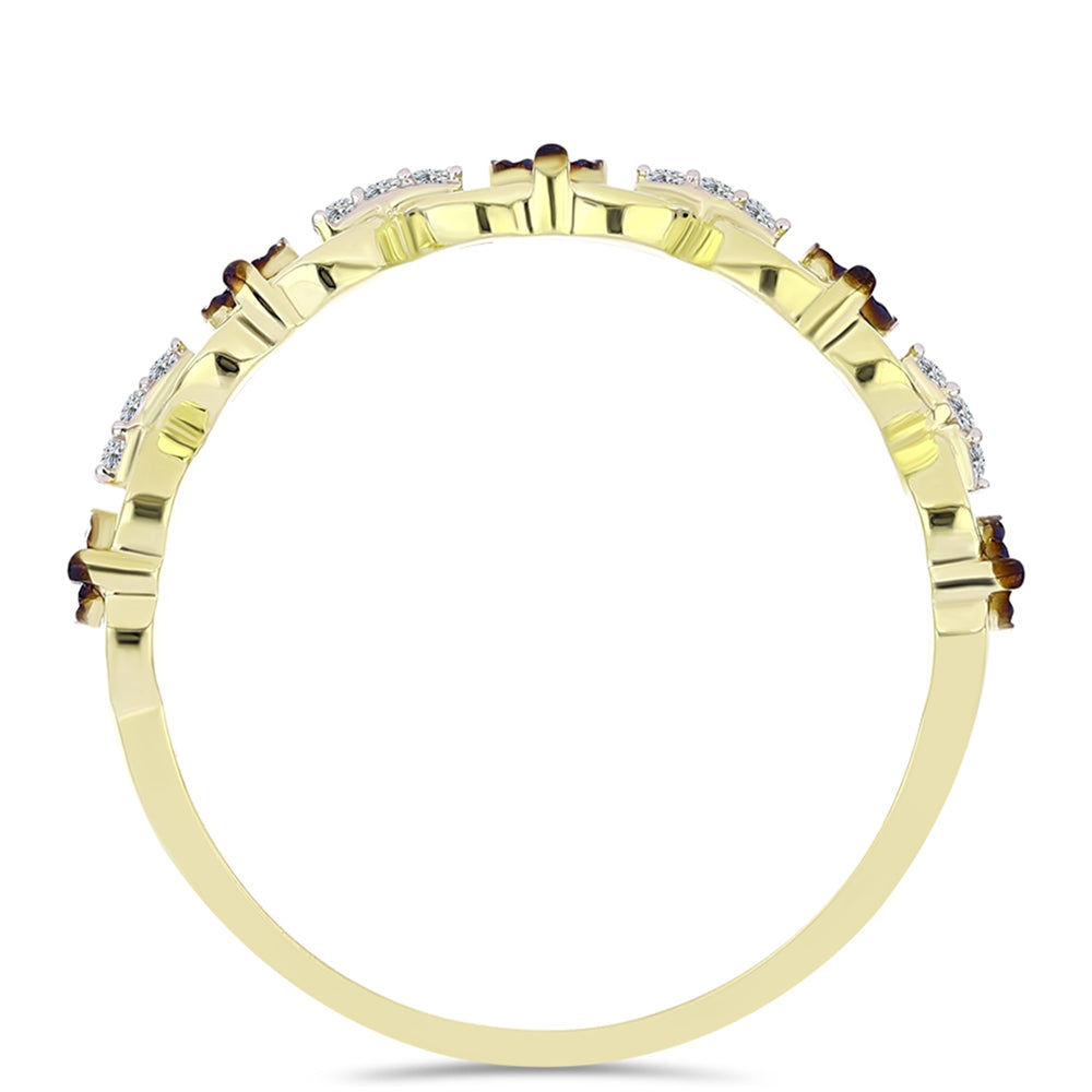 Inel din Argint 925 Placat cu Aur ( 2.29 grame ) cu Diamant Albastru și Topaz Alb 0.12 Carate