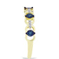 Inel din Argint 925 Placat cu Aur ( 2.29 grame ) cu Diamant Albastru și Topaz Alb 0.12 Carate