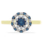 Inel din Argint 925 Placat cu Aur ( 3.17 grame ) cu Diamant Albastru și Topaz Alb 0.48 Carate