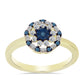 Inel din Argint 925 Placat cu Aur ( 3.17 grame ) cu Diamant Albastru și Topaz Alb 0.48 Carate