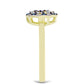 Inel din Argint 925 Placat cu Aur ( 3.17 grame ) cu Diamant Albastru și Topaz Alb 0.48 Carate