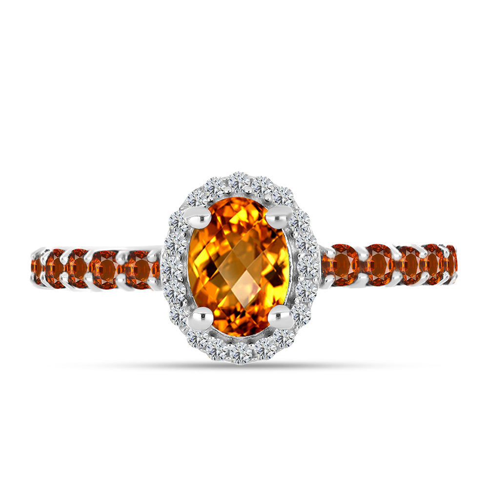 Inel din Argint 925 ( 1.96 grame ) cu Citrin Madeira și Topaz Alb 1.19 Carate 1 