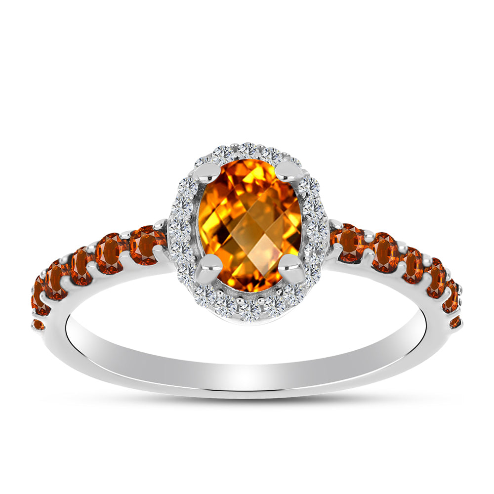 Inel din Argint 925 ( 1.96 grame ) cu Citrin Madeira și Topaz Alb 1.19 Carate 3 