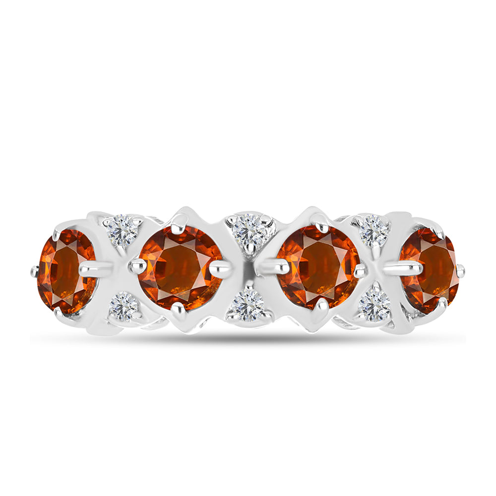 Inel din Argint 925 ( 2.03 grame ) cu Citrin Madeira și Topaz Alb 1.08 Carate 1 