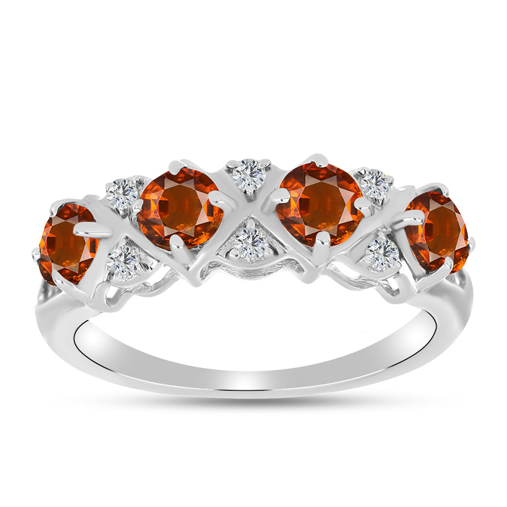 Inel din Argint 925 ( 2.03 grame ) cu Citrin Madeira și Topaz Alb 1.08 Carate