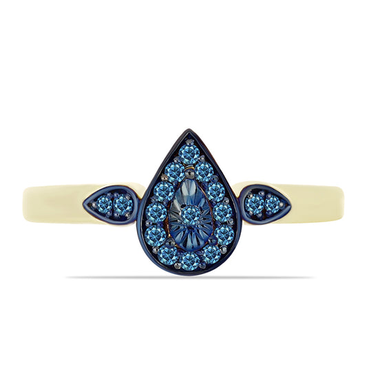 Inel din Argint 925 Placat cu Aur ( 2.19 grame ) cu Diamant Albastru 0.18 Carate