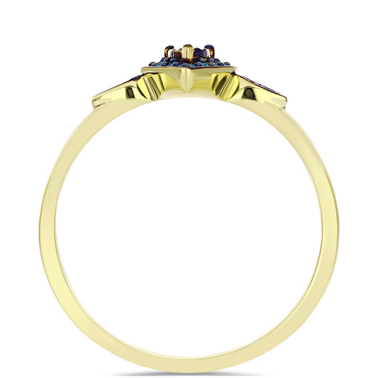 Inel din Argint 925 Placat cu Aur ( 2.19 grame ) cu Diamant Albastru 0.18 Carate