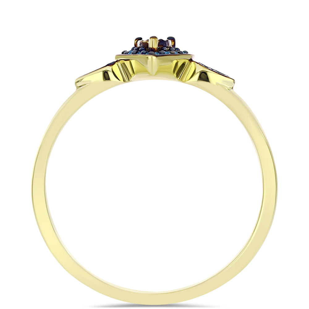 Inel din Argint 925 Placat cu Aur ( 2.19 grame ) cu Diamant Albastru 0.18 Carate
