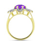 Inel din Argint 925 Placat cu Aur ( 4.66 grame ) cu Agat Violet și Topaz Alb 2.72 Carate