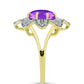 Inel din Argint 925 Placat cu Aur ( 4.66 grame ) cu Agat Violet și Topaz Alb 2.72 Carate