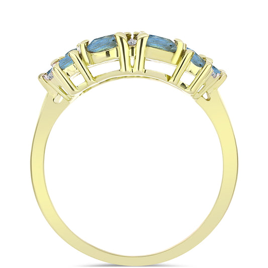 Inel din Argint 925 Placat cu Aur ( 3.6 grame ) cu Labradorit și Topaz Alb 2.77 Carate