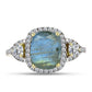 Inel din Argint 925 Placat cu Aur ( 2.72 grame ) cu Labradorit și Topaz Alb 3.19 Carate