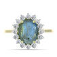 Inel din Argint 925 Placat cu Aur ( 2.82 grame ) cu Labradorit și Topaz Alb 2.96 Carate