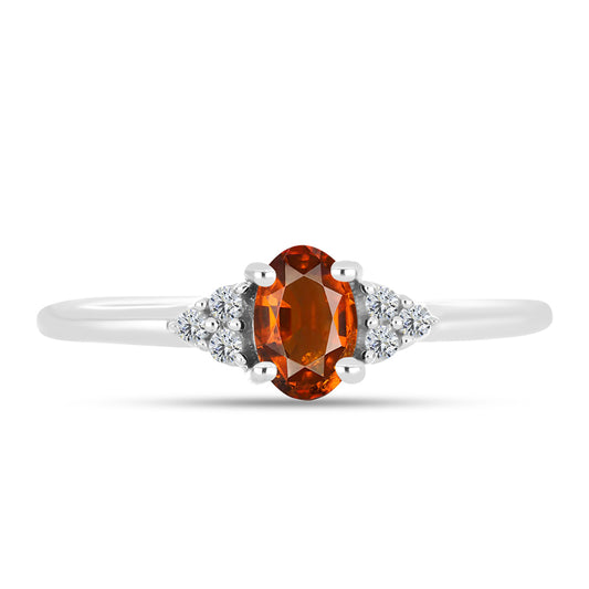 Inel din Argint 925 ( 1.56 grame ) cu Citrin Madeira și Topaz Alb 0.48 Carate