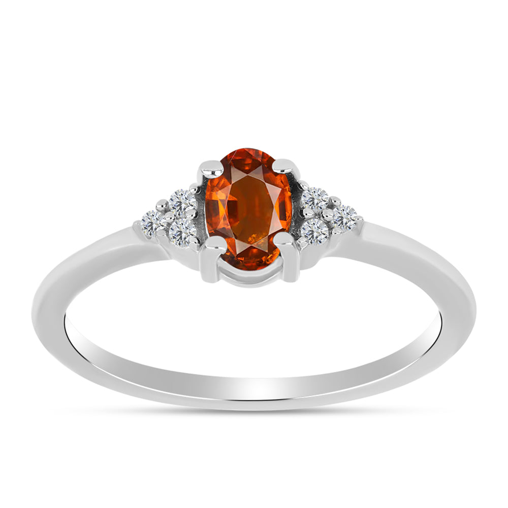 Inel din Argint 925 ( 1.56 grame ) cu Citrin Madeira și Topaz Alb 0.48 Carate