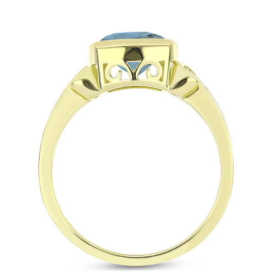 Inel din Argint 925 Placat cu Aur ( 3.42 grame ) cu Labradorit 1.96 Carate