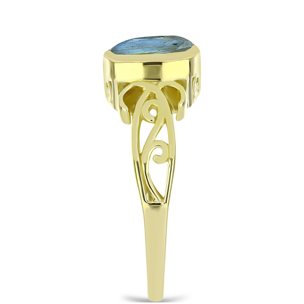 Inel din Argint 925 Placat cu Aur ( 3.42 grame ) cu Labradorit 1.96 Carate 4 