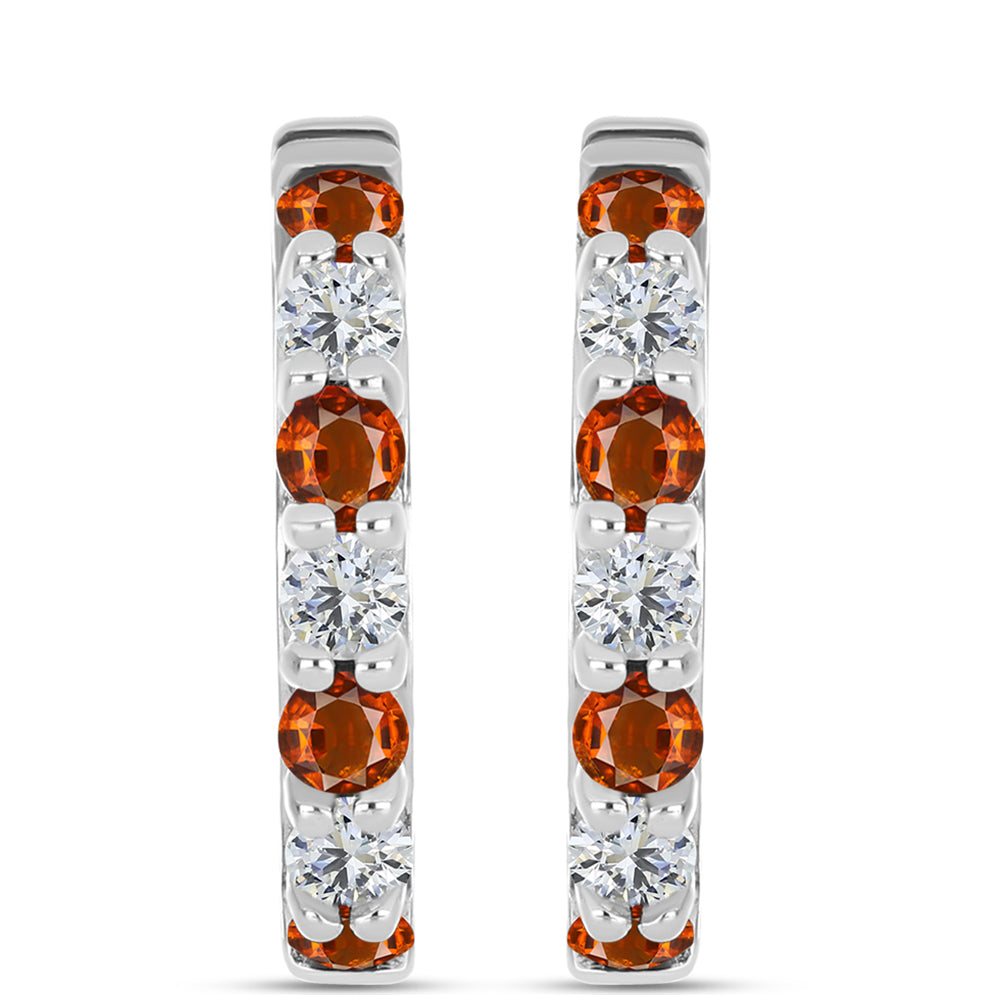 Cercei din Argint 925 ( 3.46 grame ) cu Citrin Madeira și Topaz Alb 0.95 Carate 1 
