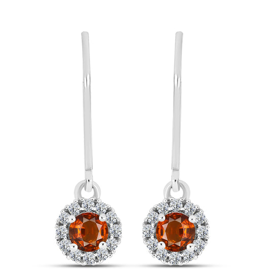 Cercei din Argint 925 ( 1.61 grame ) cu Citrin Madeira și Topaz Alb 0.7 Carate
