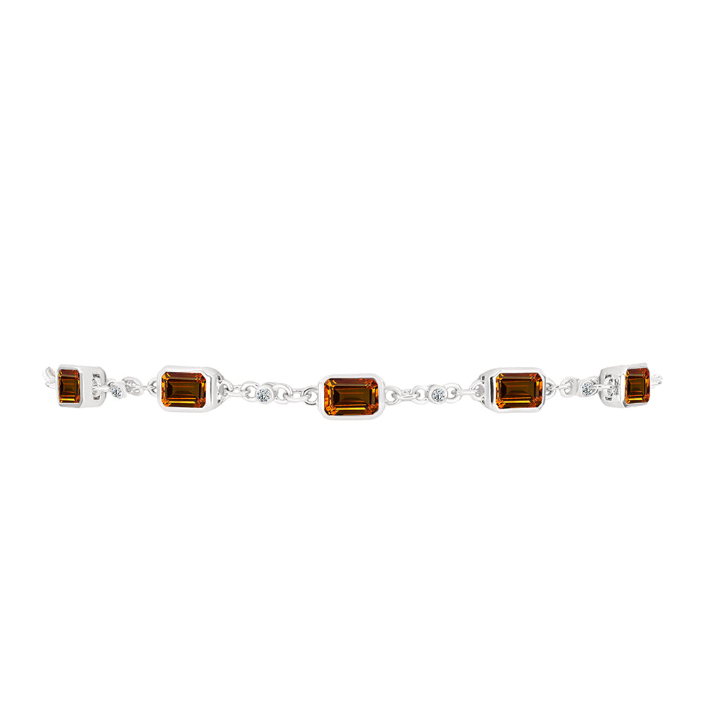 Brățară din Argint 925 ( 3.79 grame ) cu Citrin Madeira și Topaz Alb 2.81 Carate