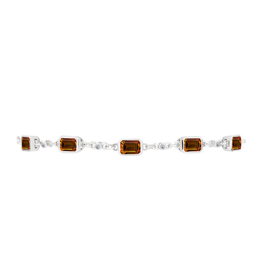 Brățară din Argint 925 ( 3.79 grame ) cu Citrin Madeira și Topaz Alb 2.81 Carate