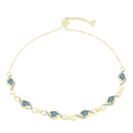 Brățară din Argint 925 Placat cu Aur ( 7.13 grame ) cu Labradorit și Topaz Alb 1.75 Carate