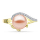 Inel din Argint 925 Placat cu Aur ( 3.26 grame ) cu Perlă de Apă Dulce Piersică și Topaz Alb 2.69 Carate