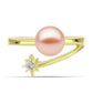Inel din Argint 925 Placat cu Aur ( 2.62 grame ) cu Perlă de Apă Dulce Piersică și Topaz Alb 2.79 Carate