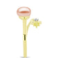 Inel din Argint 925 Placat cu Aur ( 2.62 grame ) cu Perlă de Apă Dulce Piersică și Topaz Alb 2.79 Carate