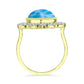 Inel din Argint 925 Placat cu Aur ( 4.88 grame ) cu Larimar(Piatra delfinului) și Topaz Alb 7.5 Carate