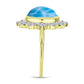 Inel din Argint 925 Placat cu Aur ( 4.88 grame ) cu Larimar(Piatra delfinului) și Topaz Alb 7.5 Carate