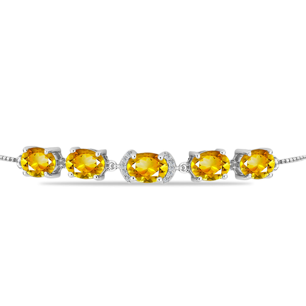 Brățară din Argint 925 ( 4.42 grame ) cu Citrin Rio Golden și Topaz Alb 6.08 Carate
