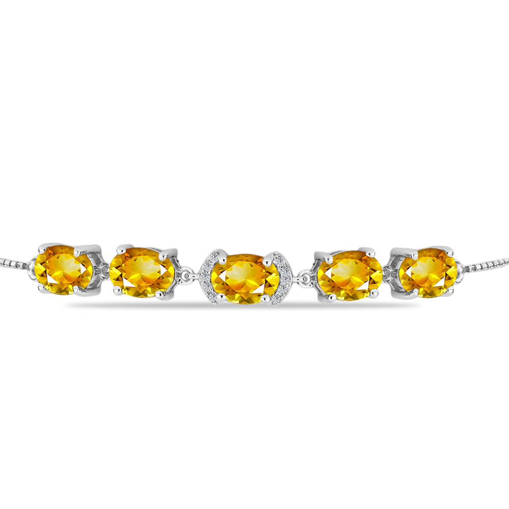 Brățară din Argint 925 ( 4.42 grame ) cu Citrin Rio Golden și Topaz Alb 6.08 Carate 3 