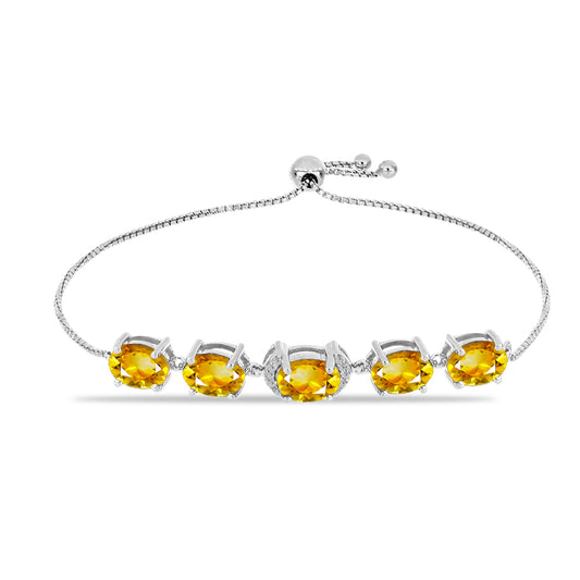 Brățară din Argint 925 ( 4.42 grame ) cu Citrin Rio Golden și Topaz Alb 6.08 Carate