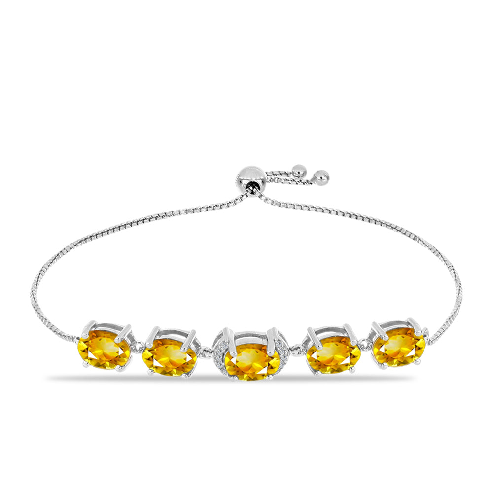 Brățară din Argint 925 ( 4.42 grame ) cu Citrin Rio Golden și Topaz Alb 6.08 Carate 4 
