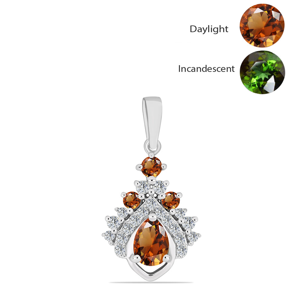Pandantiv din Argint 925 ( 1.42 grame ) cu Zultanit Anatolian Certificat cultivat în laborator și Topaz Alb 1.56 Carate 1 
