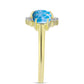 Inel din Argint 925 Placat cu Aur ( 2.9 grame ) cu Larimar(Piatra delfinului) și Topaz Alb 2.6 Carate