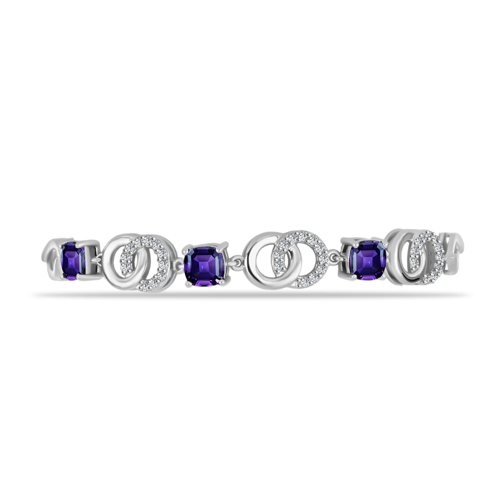 Brățară din Argint 925 ( 9.84 grame ) cu Ametist Marocan și Topaz Alb 5.19 Carate 2 