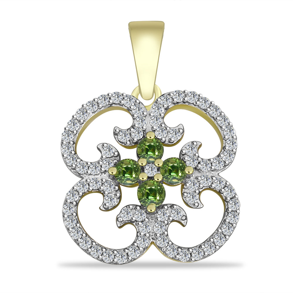 Pandantiv din Argint 925 Placat cu Aur ( 2.09 grame ) cu Safir verde și Topaz Alb 0.82 Carate