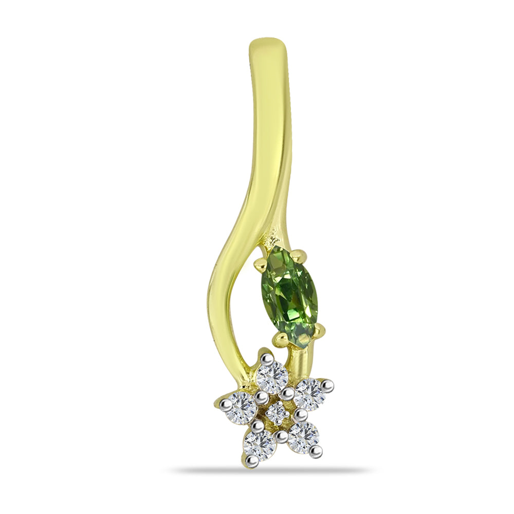 Pandantiv din Argint 925 Placat cu Aur ( 1.66 grame ) cu Safir verde și Topaz Alb 0.52 Carate 1 