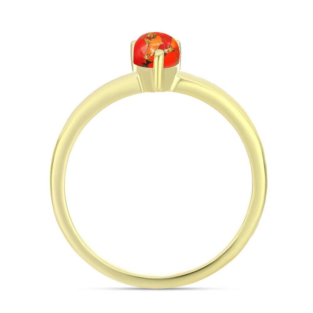 Inel din Argint 925 Placat cu Aur ( 1.66 grame ) cu Turcoaz Mohave 0.38 Carate