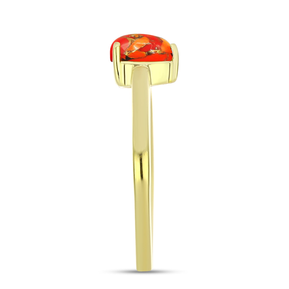 Inel din Argint 925 Placat cu Aur ( 1.66 grame ) cu Turcoaz Mohave 0.38 Carate 4 