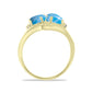 Inel din Argint 925 Placat cu Aur ( 5.6 grame ) cu Larimar(Piatra delfinului) și Topaz Alb 3.89 Carate